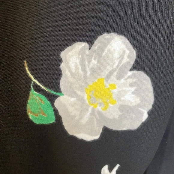 Banana Repulic, Black Floral, Wide Leg Pants, Size 12 Long - Picture 8 of 11